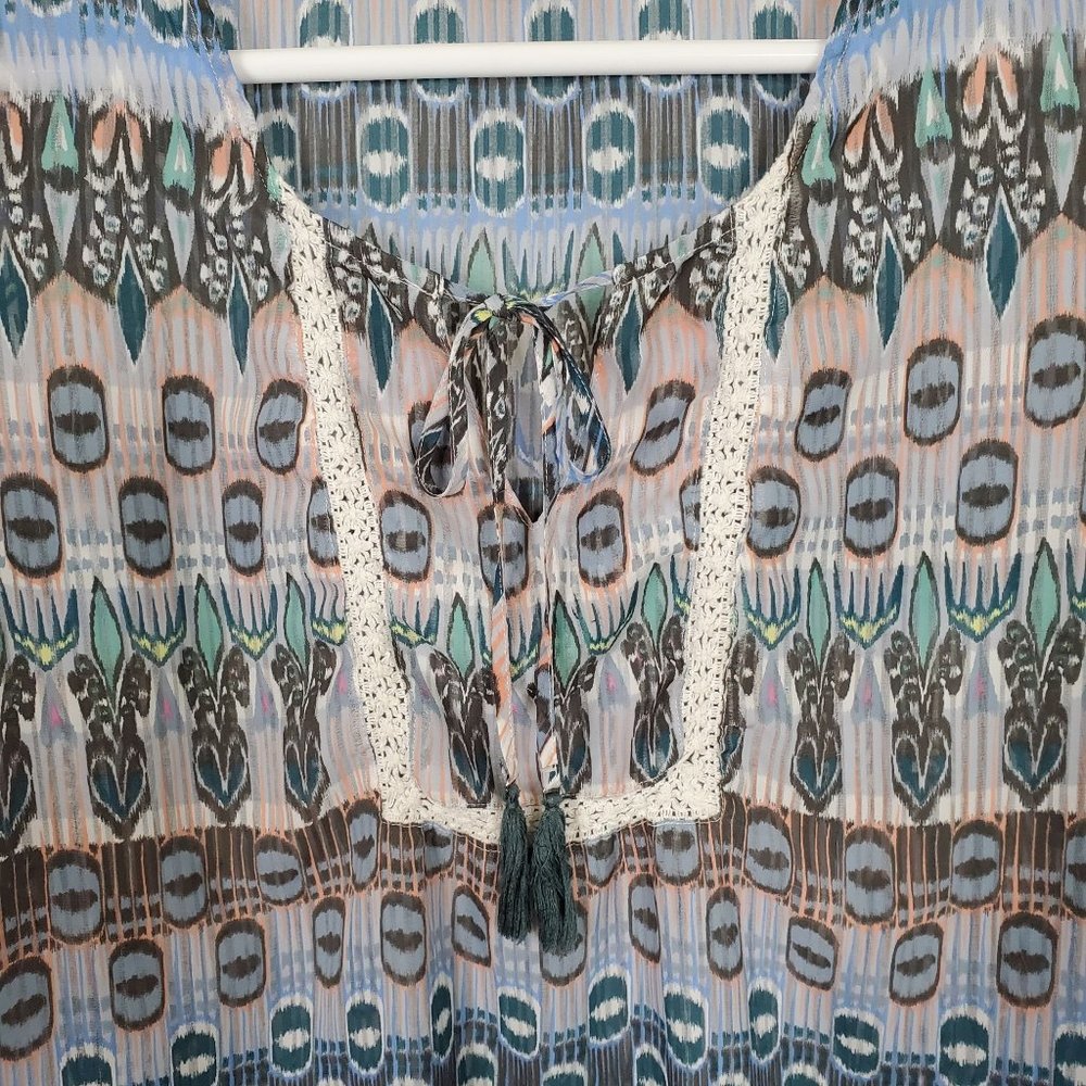 Jessica Simpson Size 2x Blouse Semi Sheer Chiffon Pullover Boho Hippy Shirt Top - Picture 5 of 8